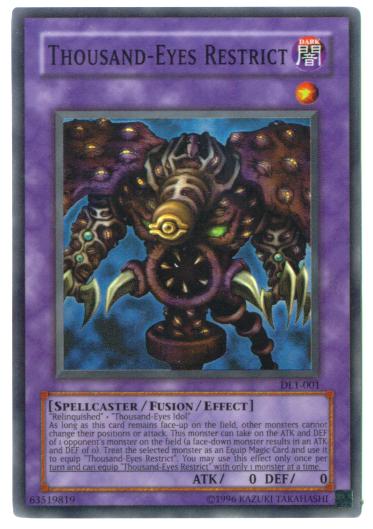 Yu-Gi-Oh Card - DL1-001 - THOUSAND EYES RESTRICT (super rare holo)