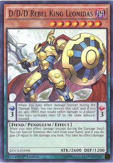 Yu-Gi-Oh Card - DOCS-EN098 - D/D/D REBEL KING LEONIDAS (super rare holo)