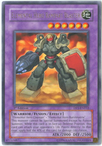 Yu-Gi-Oh Card - DP1-EN012 - ELEMENTAL HERO RAMPART BLASTER (rare): BBToyStore.com - Toys, Plush, Trading Cards, Action Figures & Games online retail store shop sale Yu-Gi-Oh Card - DP1-EN012 - ELEMENTAL HERO RAMPART BLASTER (rare): BBToyStore.com - Toys, Plush, Trading Cards, Action Figures & Games online retail store shop sale