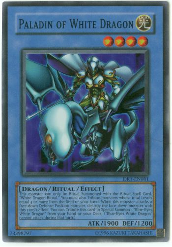 Yu-Gi-Oh Card - DR1-EN081 - PALADIN OF WHITE DRAGON (super rare holo)