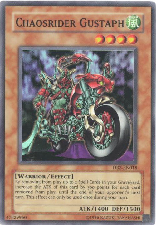 Yu-Gi-Oh Card - DR2-EN018 - CHAOSRIDER GUSTAPH (super rare holo)
