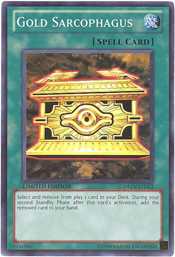 Yu-Gi-Oh Card - DREV-ENSE2 - GOLD SARCOPHAGUS (super rare holo)