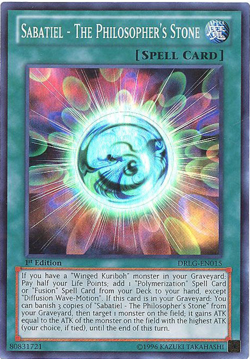 Yu-Gi-Oh Card - DRLG-EN015 - SABATIEL - THE PHILOSOPHER'S STONE (super rare holo)