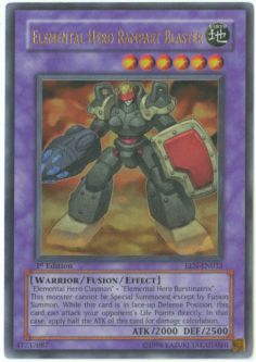 Yu-Gi-Oh Card - EEN-EN033 - ELEMENTAL HERO RAMPART BLASTER (ultra rare holo) *Played*