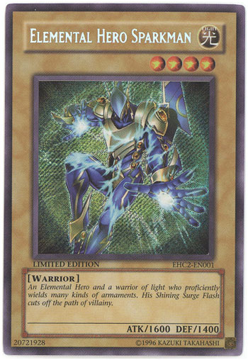 Yu-Gi-Oh Card - EHC2-EN001 - ELEMENTAL HERO SPARKMAN (secret rare holo)