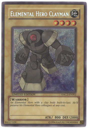 Yu-Gi-Oh Card - EHC2-EN002 - ELEMENTAL HERO CLAYMAN (secret rare holo)