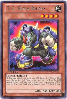 Yu-Gi-Oh Card - EXVC-EN021 - T.G. RUSH RHINO (rare)