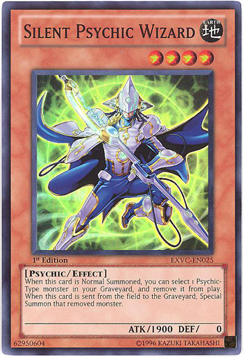 Yu-Gi-Oh Card - EXVC-EN025 - SILENT PSYCHIC WIZARD (super rare holo)