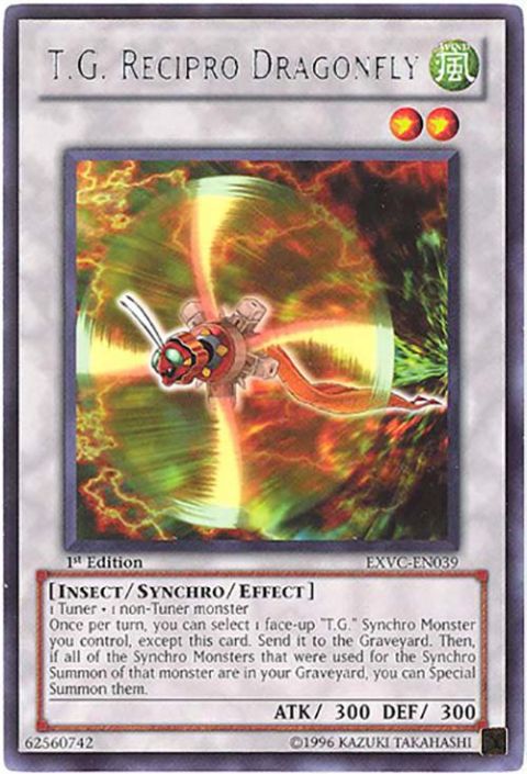Yu-Gi-Oh Card - EXVC-EN039 - T.G. RECIPRO DRAGONFLY (rare)
