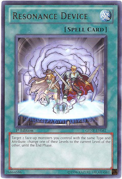 Yu-Gi-Oh Card - GENF-EN061 - RESONANCE DEVICE (rare): BBToyStore.com -  Toys, Plush, Trading Cards, Action Figures & Games online retail store shop  sale
