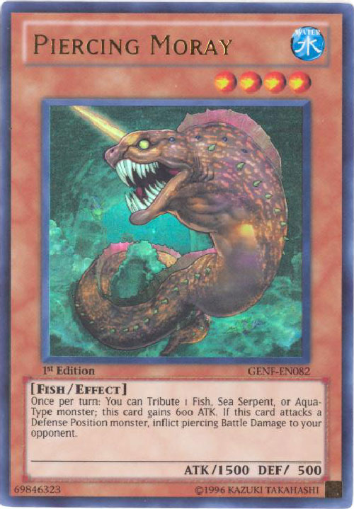 Yu-Gi-Oh Card - GENF-EN082 - PIERCING MORAY (ultra rare holo)