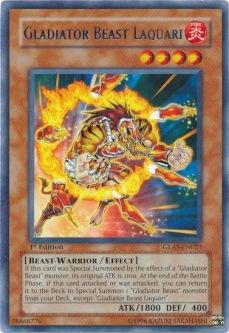 Yu-Gi-Oh Card - GLAS-EN021 - GLADIATOR BEAST LAQUARI (rare) [1st Edition]
