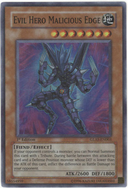 Yu-Gi-Oh Card - GLAS-EN003 - EVIL HERO MALICIOUS EDGE (super rare holo)