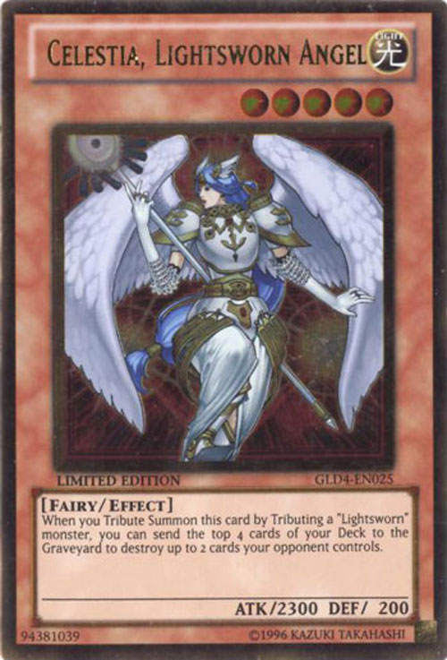 Yu-Gi-Oh Card - GLD4-EN025 - CELESTIA, LIGHTSWORN ANGEL (ultra rare holo)