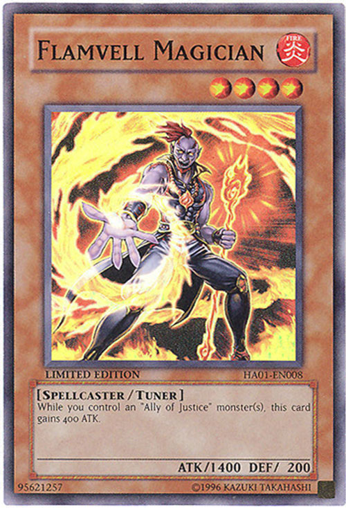 Yu Gi Oh Card HA01 EN008 FLAMVELL MAGICIAN super rare Yu Gi Oh Card HA01 EN008 FLAMVELL MAGICIAN super rare