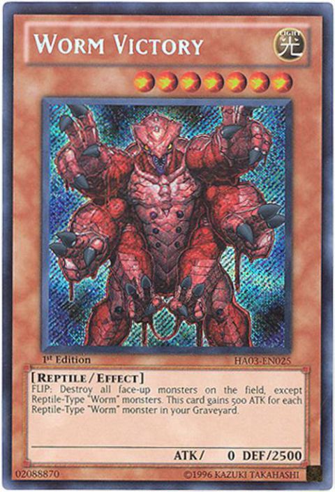Yu-Gi-Oh Card - HA03-EN025 - WORM VICTORY (secret rare holo