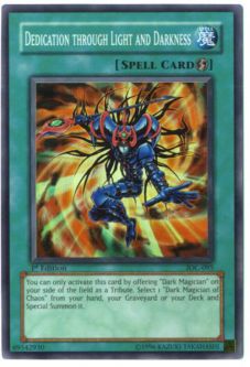 Yu-Gi-Oh Card - IOC-095 - DEDICATION THROUGH LIGHT & DARKNESS (super rare holo)