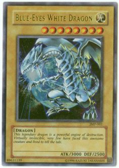 Yu-Gi-Oh Card - JMP-001 - BLUE EYES WHITE DRAGON (ultra rare holo) *Played*