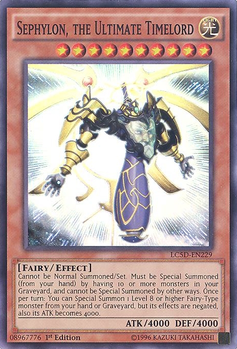 Yu-Gi-Oh Card - LC5D-EN229 - SEPHYLON, THE ULTIMATE TIMELORD (super rare holo)