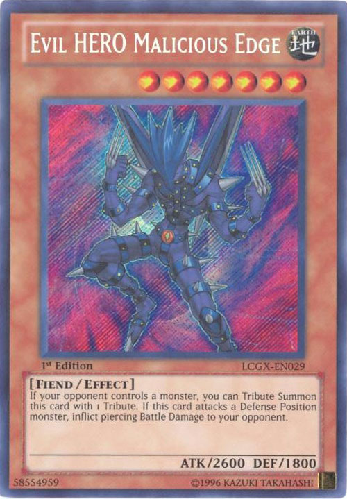 Yu-Gi-Oh Card - LCGX-EN029 - EVIL HERO MALICIOUS EDGE (secret rare holo)