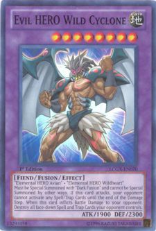 Yu-Gi-Oh Card - LCGX-EN070 - EVIL HERO WILD CYCLONE (super rare holo)