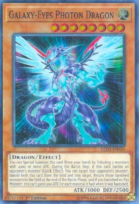 Yu-Gi-Oh Card - LED3-EN039 - GALAXY-EYES PHOTON DRAGON (super rare holo)