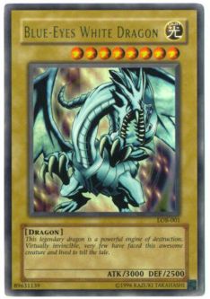 Yu-Gi-Oh Card - LOB-001 -  BLUE EYES WHITE DRAGON (ultra rare holo) *Played*