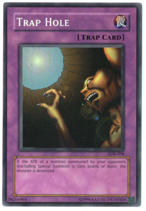 Yu-Gi-Oh Card - LOB-058 - TRAP HOLE (super rare holo)