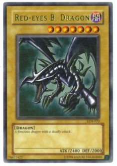Yu-Gi-Oh Card - LOB-070 - RED EYES BLACK DRAGON (ultra rare holo) *Played*