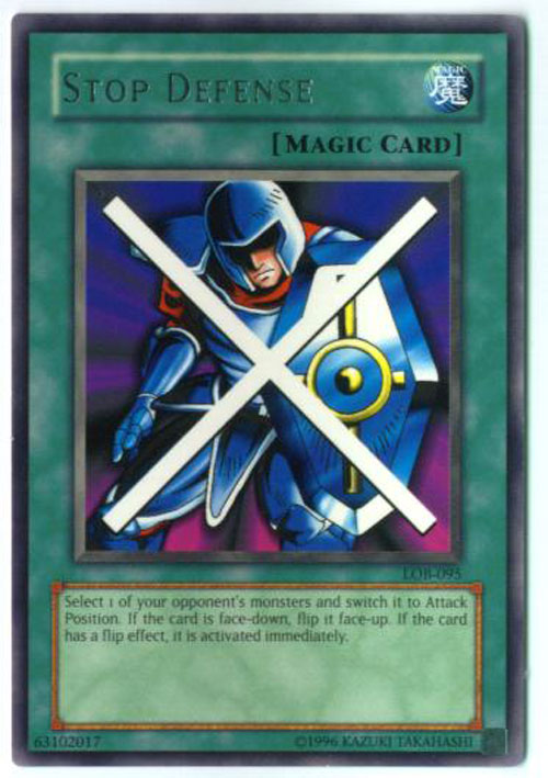 Yu-Gi-Oh Card - LOB-095 - STOP DEFENSE (rare)