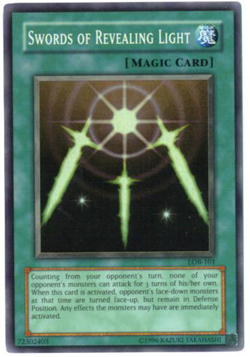 Yu-Gi-Oh Card - LOB-101 - SWORDS of REVEALING LIGHT (super rare holo)