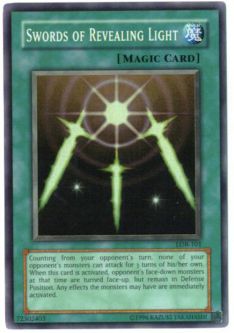 Yu-Gi-Oh Card - LOB-101 - SWORDS of REVEALING LIGHT (super rare holo) *Played*