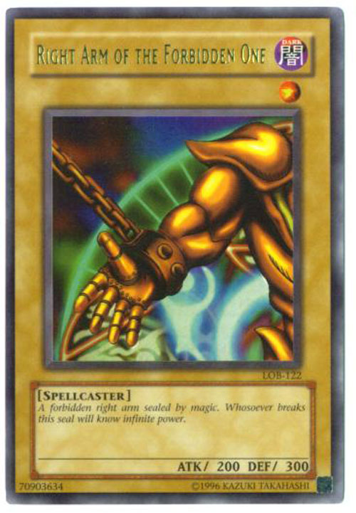 Yu-Gi-Oh Card - LOB-122 - RIGHT ARM of the FORBIDDEN ONE (ultra rare holo)
