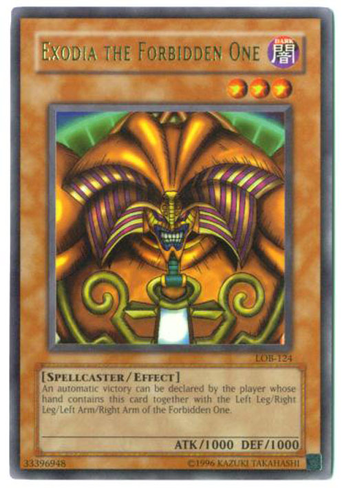 Yu-Gi-Oh Card - LOB-124 - EXODIA the FORBIDDEN ONE (ultra rare holo) *Played*