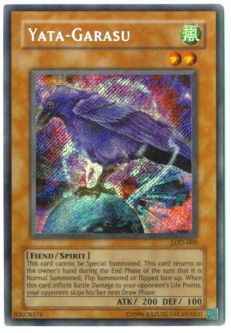 Yu-Gi-Oh Card - LOD-000 - YATA-GARASU (secret rare holo) *Played*