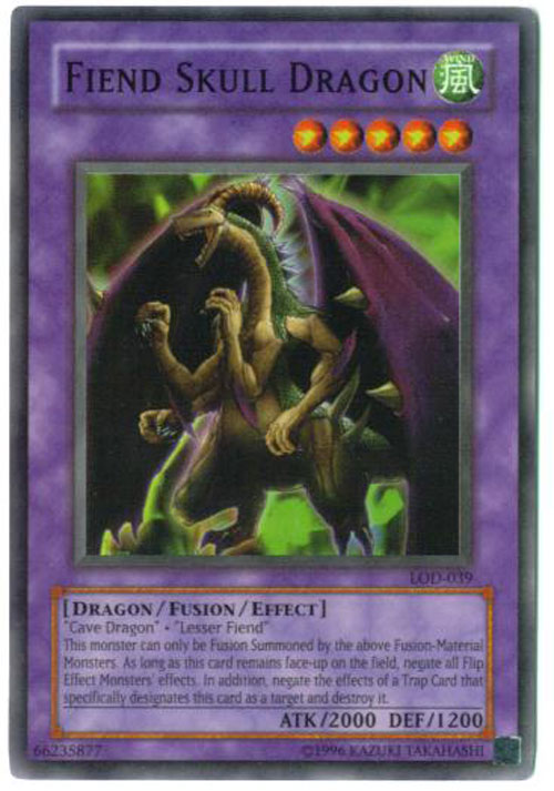 Yu-Gi-Oh Card - LOD-039 - FIEND SKULL DRAGON (super rare holo)