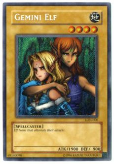 Yu-Gi-Oh Card - LON-000 - GEMINI ELF (secret rare holo) *Played*