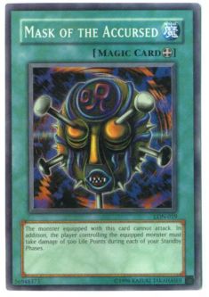 Yu-Gi-Oh Card - LON-019 - MASK OF THE ACCURSED (super rare holo) *Played*
