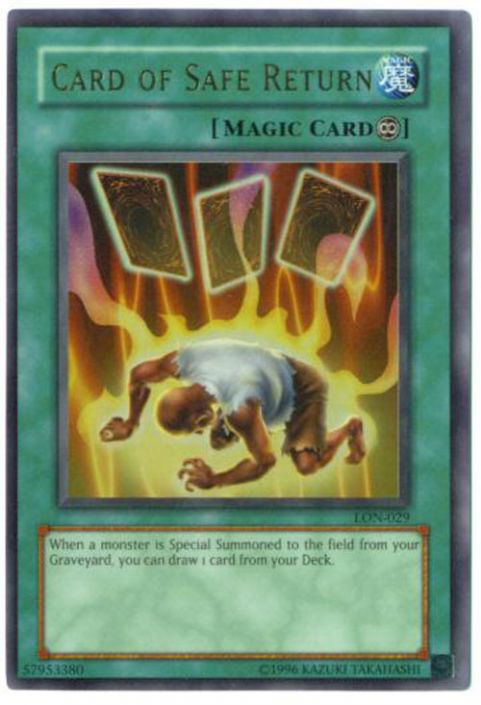 Yu-Gi-Oh Card - LON-029 - CARD OF SAFE RETURN (ultra rare holo) *Played* Yu-Gi-Oh Card - LON-029 - CARD OF SAFE RETURN (ultra rare holo) *Played*