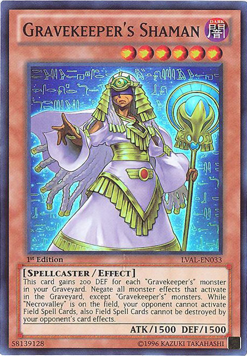 Yu-Gi-Oh Card - LVAL-EN033 - GRAVEKEEPER'S SHAMAN (super rare holo)