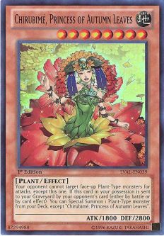 Yu-Gi-Oh Card - LVAL-EN039 - CHIRUBIME, PRINCESS OF AUTUMN LEAVES (super rare holo)
