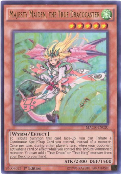 Yu-Gi-Oh Card - MACR-EN020 - MAJESTY MAIDEN, THE TRUE DRACOCASTER (ultra  rare holo): BBToyStore.com - Toys, Plush, Trading Cards, Action Figures &  Games online retail store shop sale