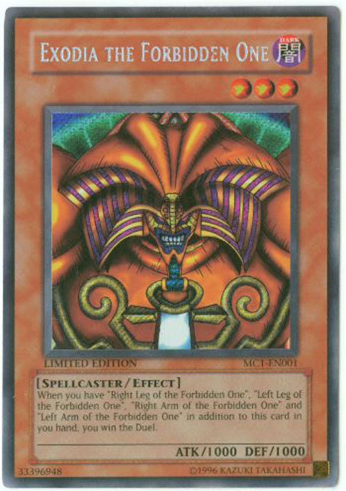 Yu-Gi-Oh Card - MC1-EN001 - EXODIA the FORBIDDEN ONE (secret rare holo) *Played*