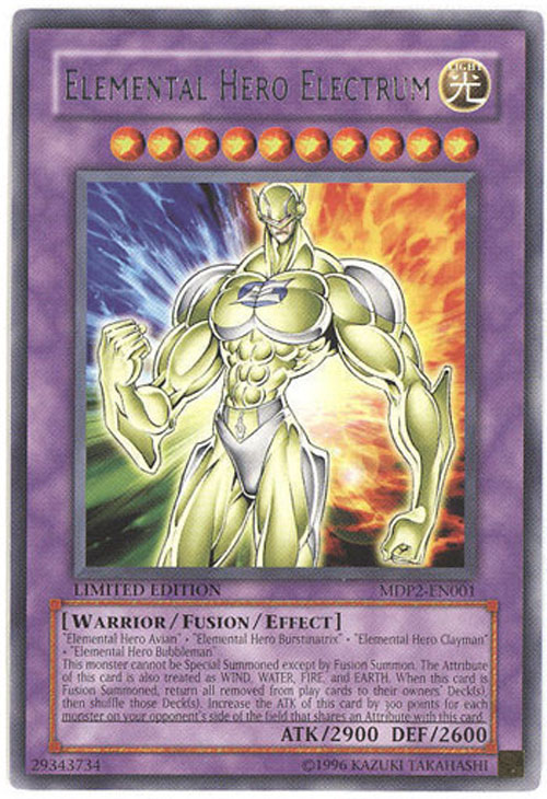Yu-Gi-Oh Card - MDP2-EN001 - ELEMENTAL HERO ELECTRUM (rare)