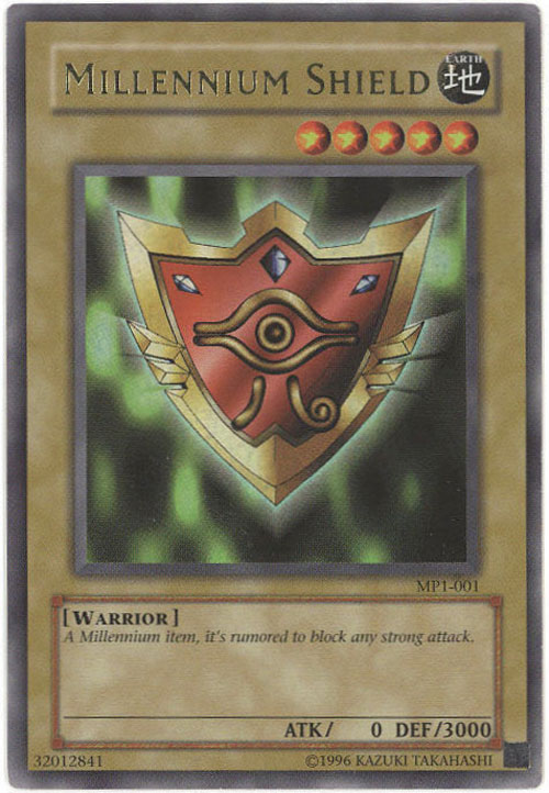Yu-Gi-Oh Card - MP1-001 - MILLENNIUM SHIELD (ultra rare holo) *Played*
