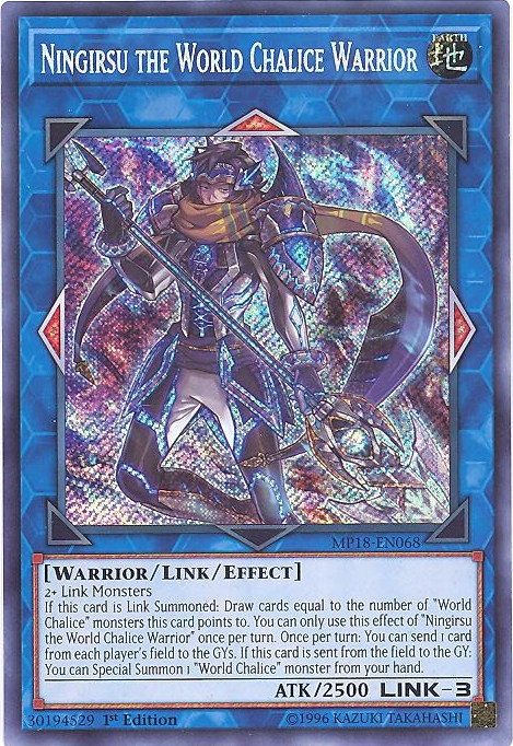 Yu-Gi-Oh Card - MP18-EN068 - NINGIRSU THE WORLD CHALICE WARRIOR (secret rare  holo): BBToyStore.com - Toys, Plush, Trading Cards, Action Figures & Games  online retail store shop sale