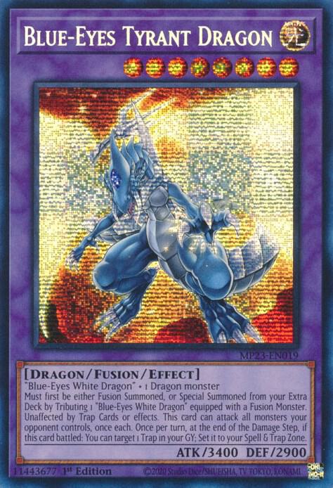 Yu-Gi-Oh Card - MP23-EN019 - BLUE-EYES TYRANT DRAGON (prismatic secret rare  holo): BBToyStore.com - Toys, Plush, Trading Cards, Action Figures & Games  online retail store shop sale
