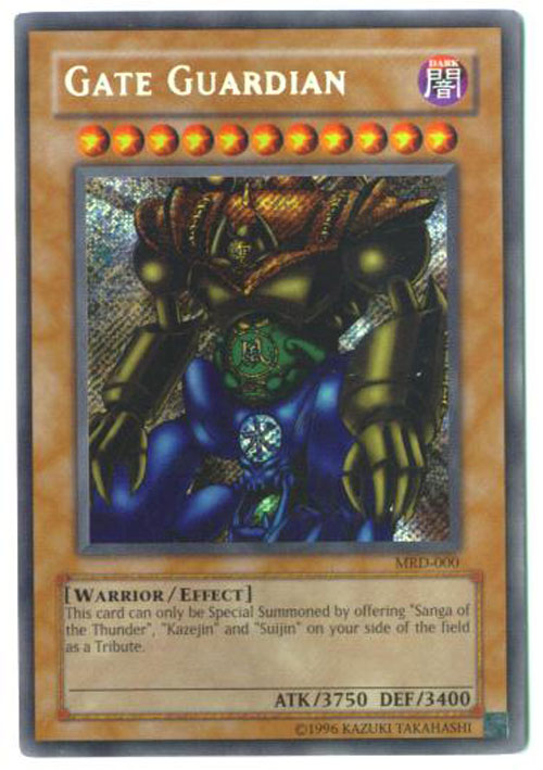 Yu-Gi-Oh Card - MRD-000 - GATE GUARDIAN (secret rare holo) *Played*