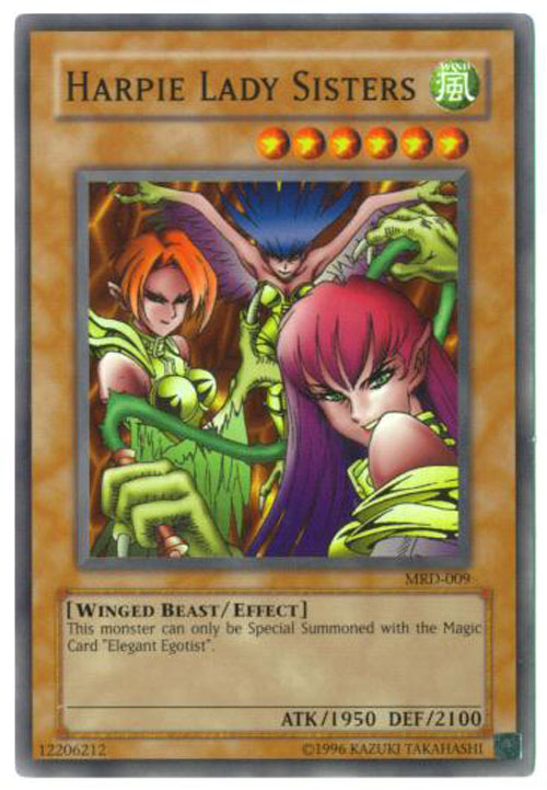 Yu-Gi-Oh Card - MRD-009 - HARPIE LADY SISTERS (super rare holo)