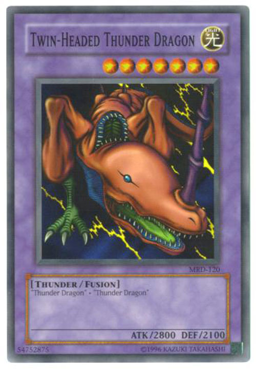 Yu-Gi-Oh Card - MRD-120 - TWIN-HEADED THUNDER DRAGON (super rare holo) *Played*